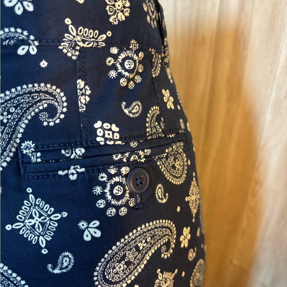 Talbot’s The Weekend Chino Navy Paisley Ankle Cropped Pants - Picture 8 of 11
